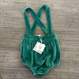 Kate Quinn green velour bubble suspenders